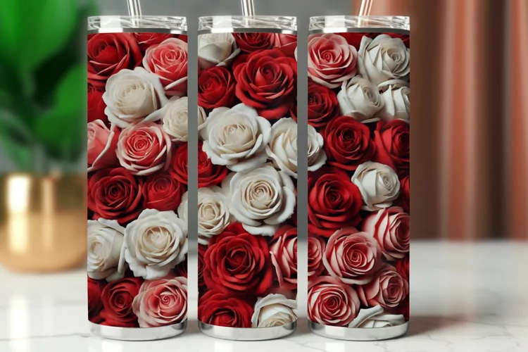 Valentine Tumbler Wrap 20 oz - Roses flower