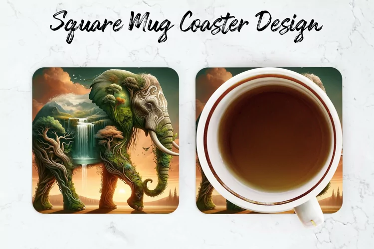 Elephant Mug coaster | Coaster | Sublimation