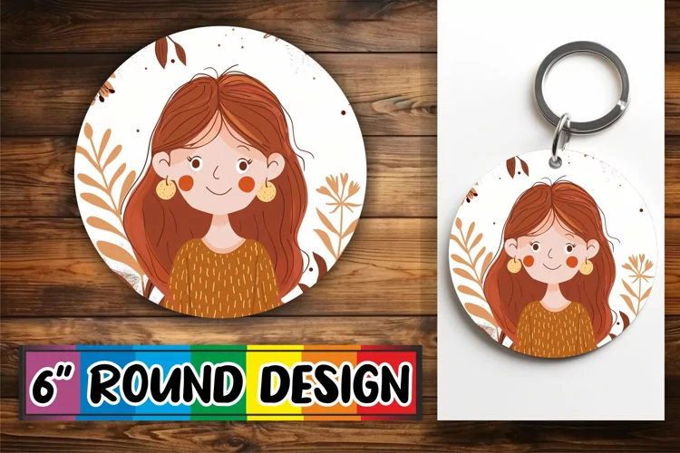 Charming Female Round Design Sublimation PNG