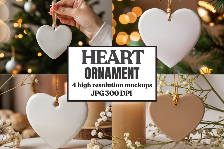 Holiday Love Heart Ornament Mockups | Romantic Christmas Tre