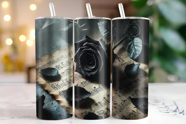 Black Rose Tumbler Wrap | Sublimation