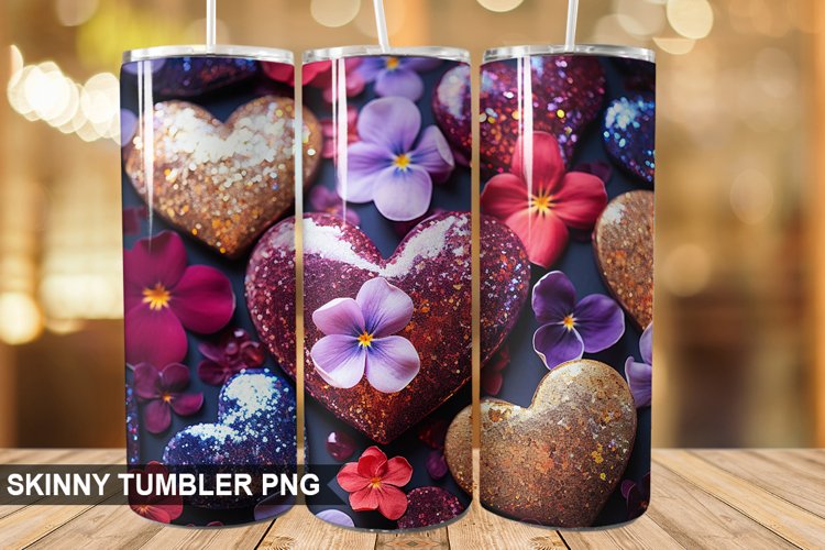 3D Valentines Day Tumbler Design | Sublimation Wrap 20 Oz