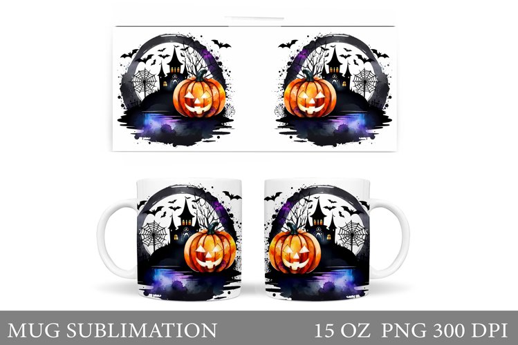 Halloween Pumpkin Mug Design. Halloween Mug Sublimation example image 1