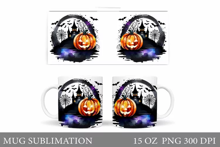 Halloween Pumpkin Mug Design. Halloween Mug Sublimation