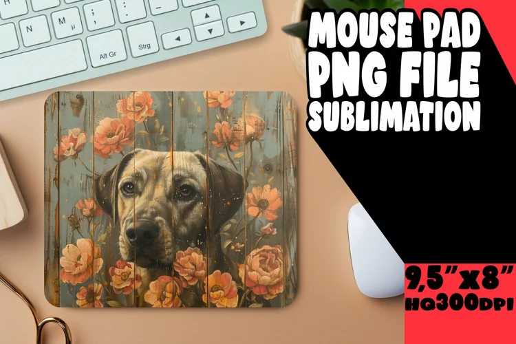 Adorable Dog on Wood Desk Mat