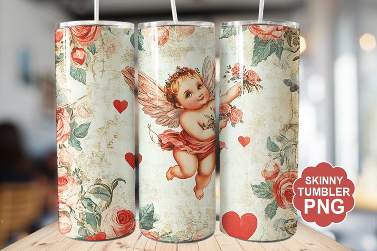 Cupid Vintage Valentine Tumbler | Valentine Tumbler Wrap