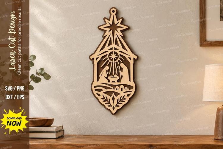 Nativity Ornament Laser Cut SVG File, nativity ornament