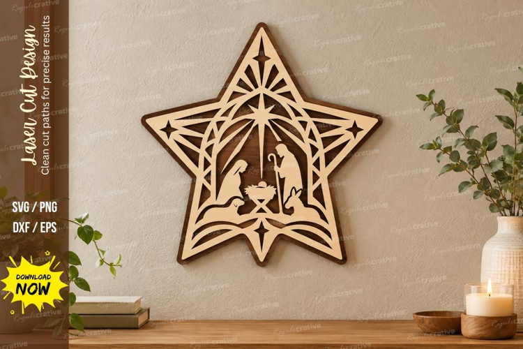 Geometric Nativity Laser Cut SVG File, geometric nativity
