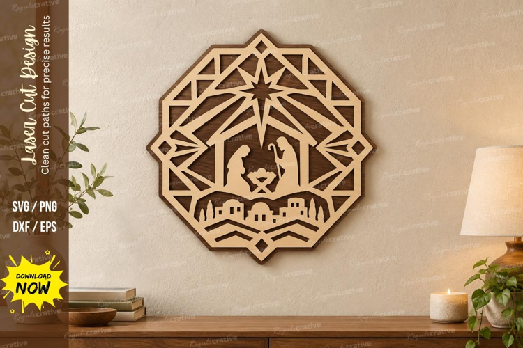 Nativity Medallion Laser Cut SVG File, nativity medallion