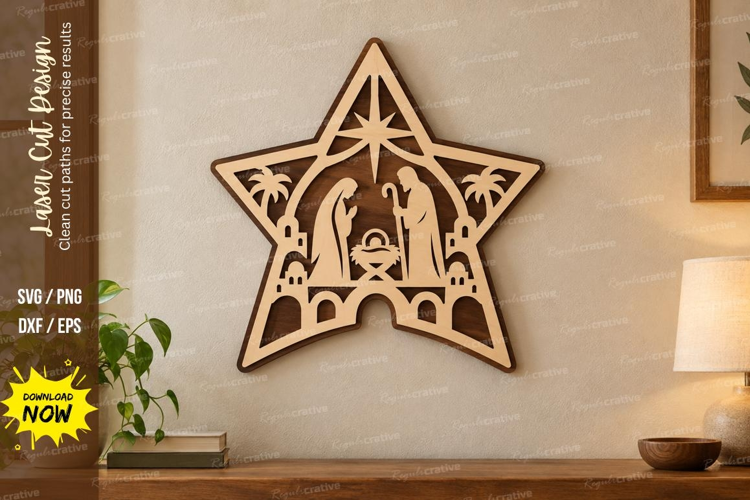 Star Manger Scene Laser Cut SVG File, star manger scene