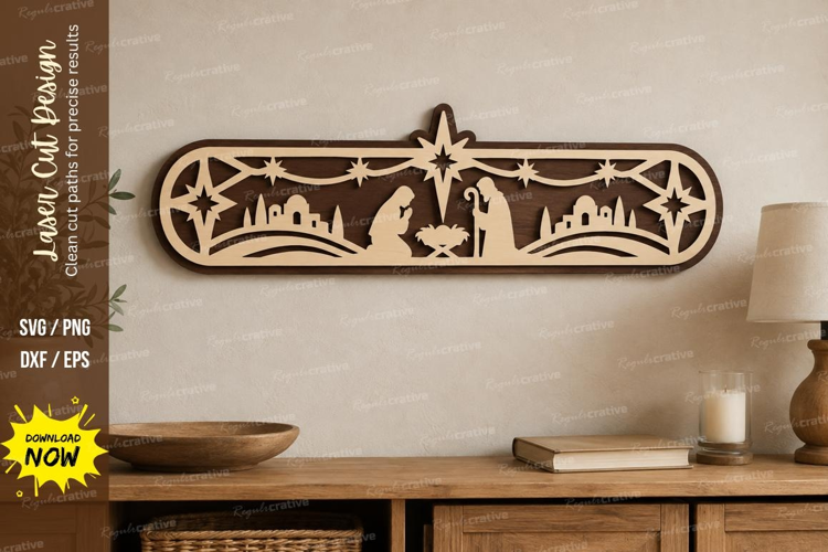 Nativity Border Laser Cut SVG File, nativity border svg