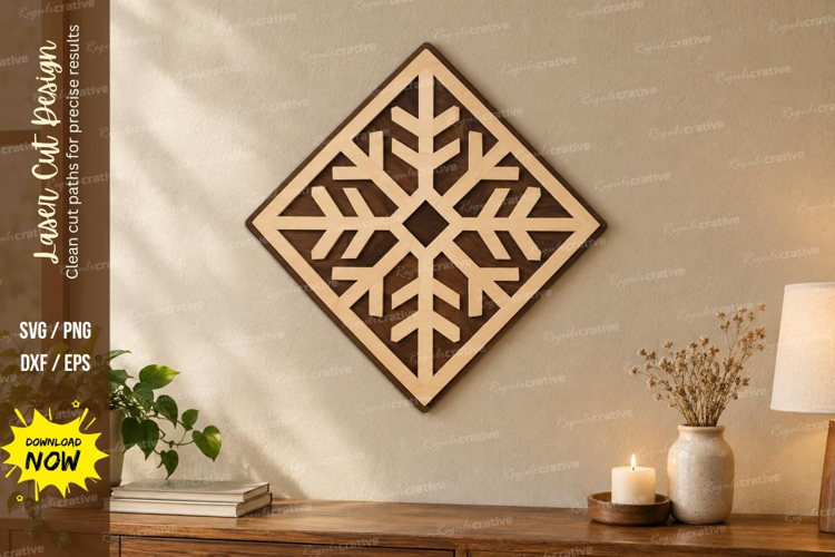 Diamond Snowflake Laser Cut SVG File, diamond snowflake, sno