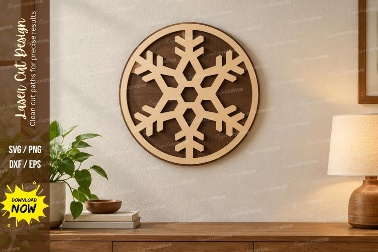 Round Snowflake Laser Cut SVG File, round snowflake svg