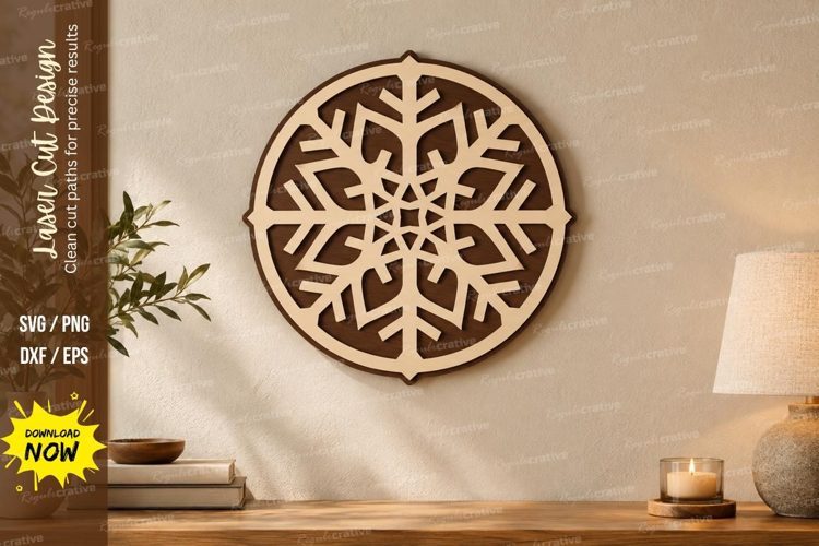Round Snowflake Laser Cut SVG File, round snowflake svg