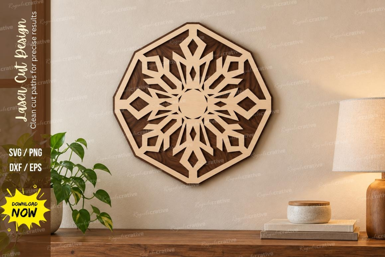 Octagon Snowflake Laser Cut SVG File, octagon snowflake svg