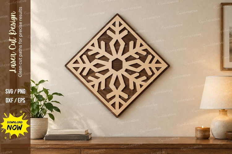 Diamond Snowflake Laser Cut SVG File, diamond snowflake svg