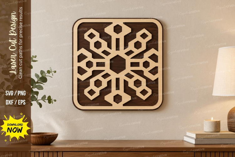 Square Snowflake Laser Cut SVG File, square snowflake svg,