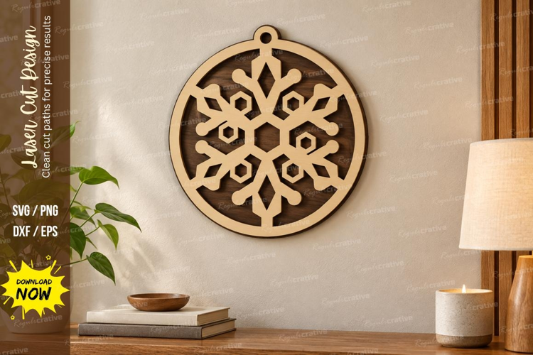 Oval Snowflake Laser Cut SVG File, oval snowflake svg, snowf