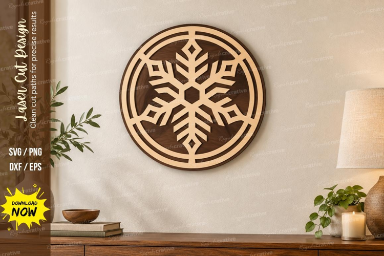 Circle Snowflake Laser Cut SVG File, circle snowflake svg,