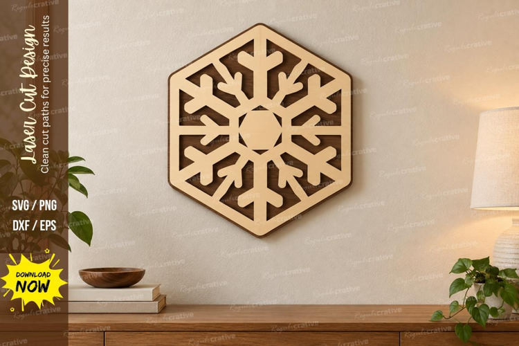 Hexagon Snowflake Laser Cut SVG File, hexagon snowflake svg,