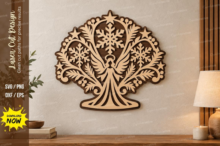 Ornate Angel Laser Cut SVG File, ornate angel svg, christmas
