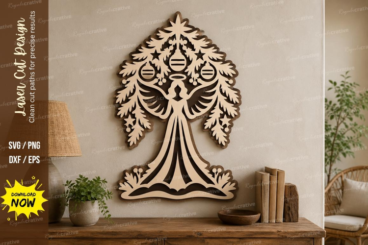 Floral Angel Laser Cut SVG File, floral angel svg, christmas