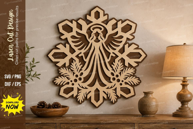 Snowflake Angel Laser Cut SVG File, snowflake angel svg