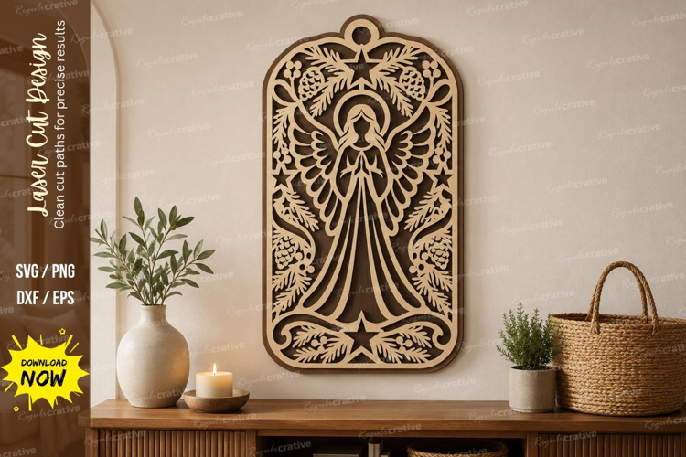 Angel Panel Laser Cut SVG File, angel panel svg, christmas