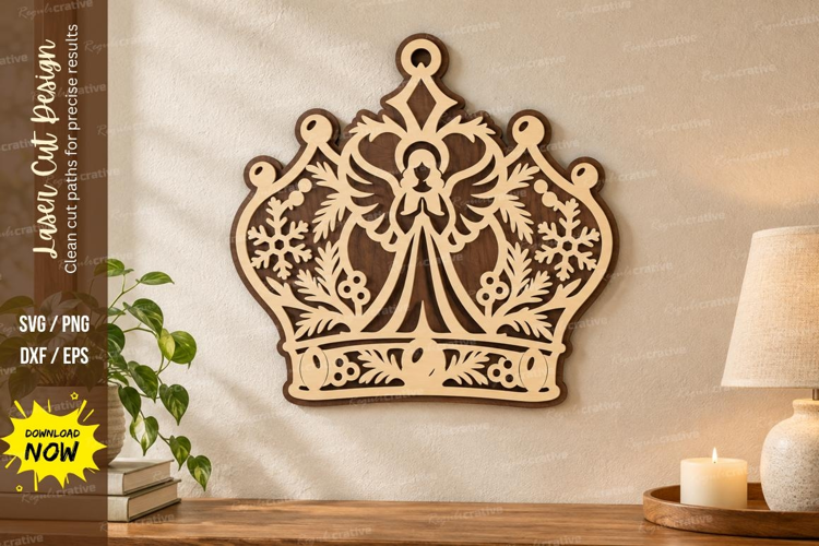Angel Crown Laser Cut SVG File, angel crown svg, crown angel