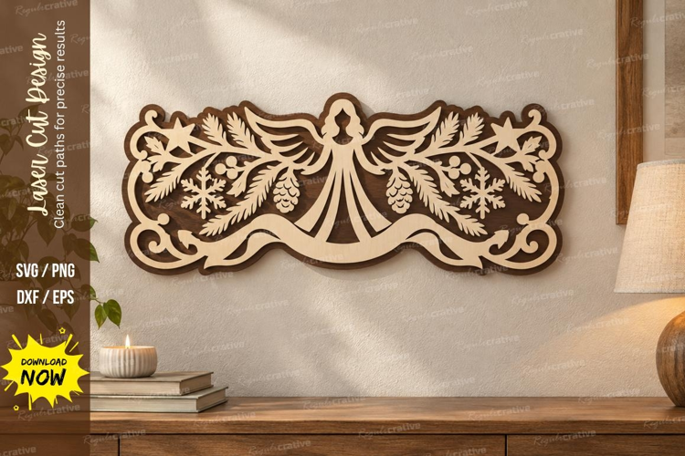 Angel Scroll Border Laser Cut SVG File, angel scroll border
