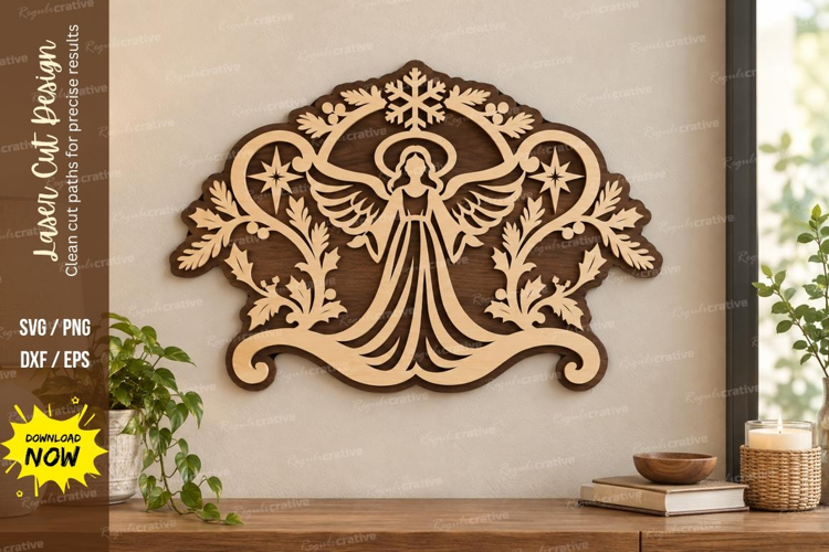 Angel Reindeer Crest Laser Cut SVG File, angel reindeer
