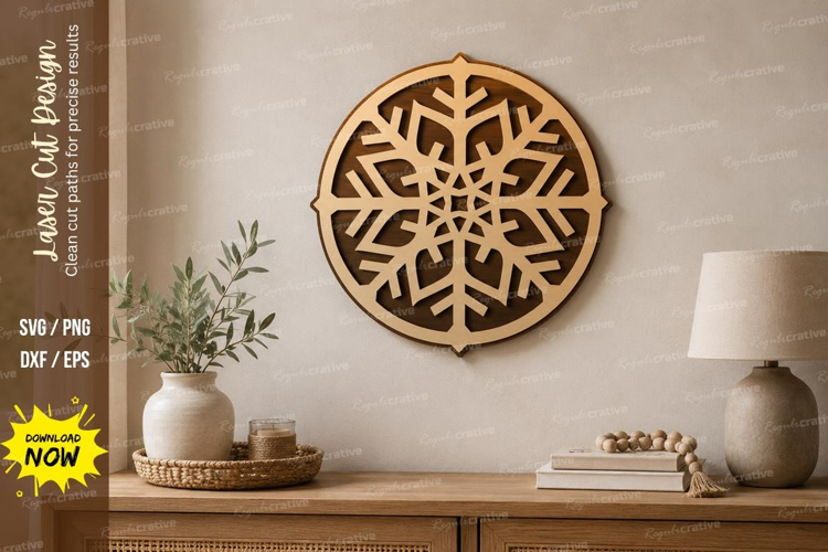 Round Snowflake Laser Cut SVG File, round snowflake svg