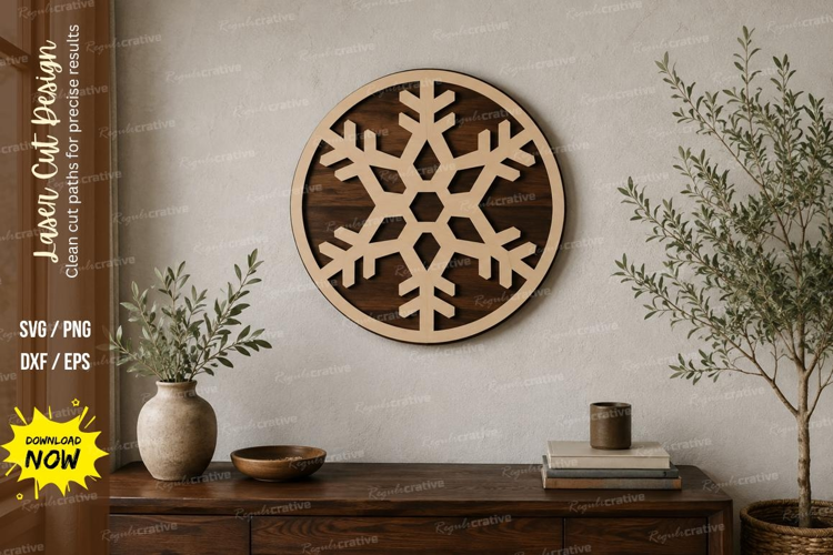Circle Snowflake Laser Cut SVG File, circle snowflake svg
