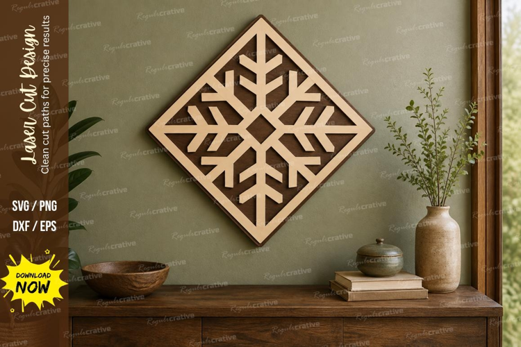 Diamond Snowflake Laser Cut SVG File, diamond snowflake svg