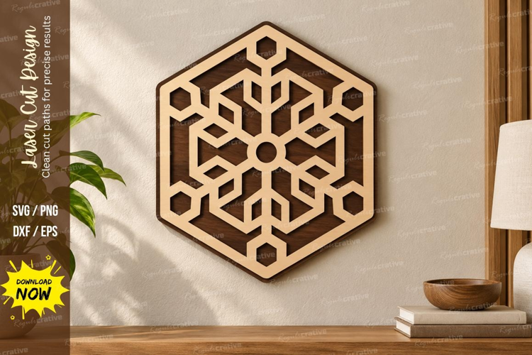 Geometric Snowflake Laser Cut SVG File, geometric snowflake