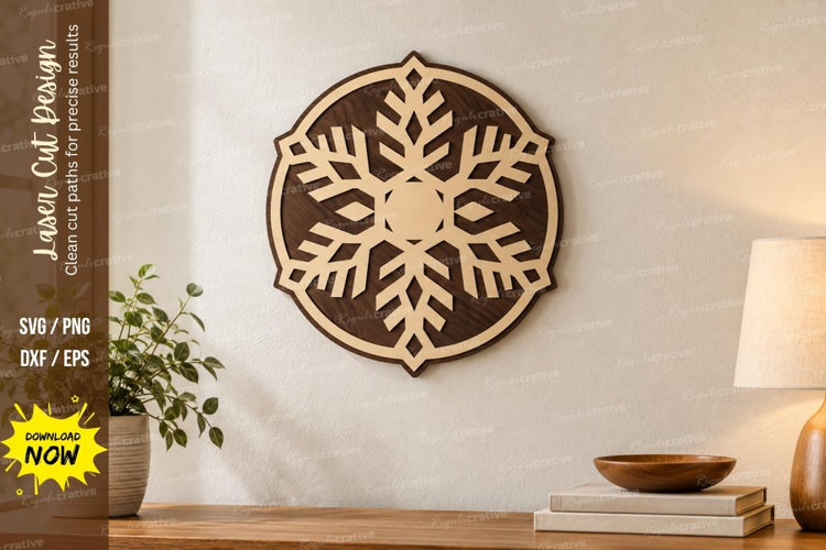 Circle Snowflake Laser Cut SVG File, circle snowflake svg,