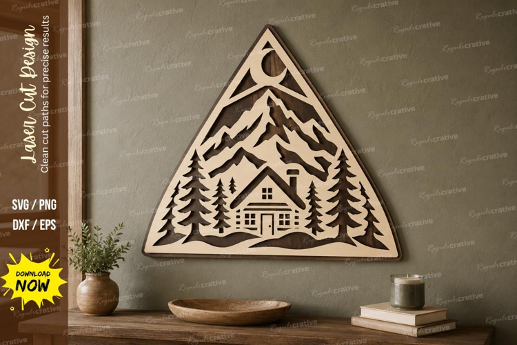Triangle Cabin Laser Cut SVG File, triangle cabin svg, mount
