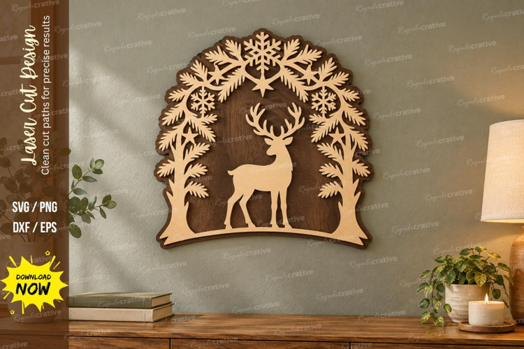 Deer Forest Arch Laser Cut SVG File, deer forest arch, deer