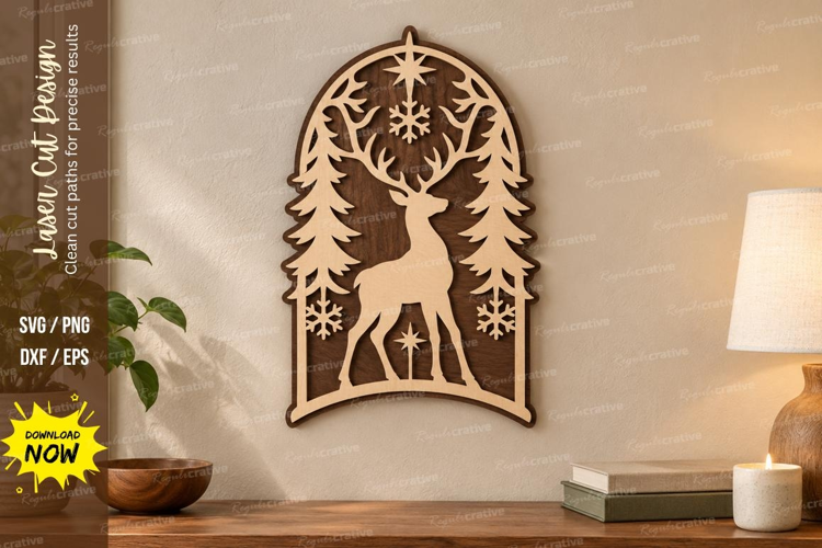 Deer Forest Arch Laser Cut SVG File, deer forest arch, deer