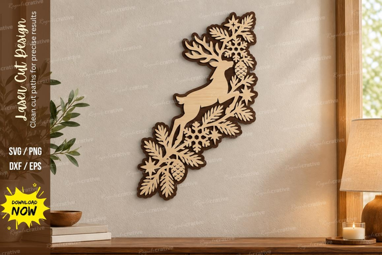 Floral Deer Laser Cut SVG File, floral deer svg, deer SVG