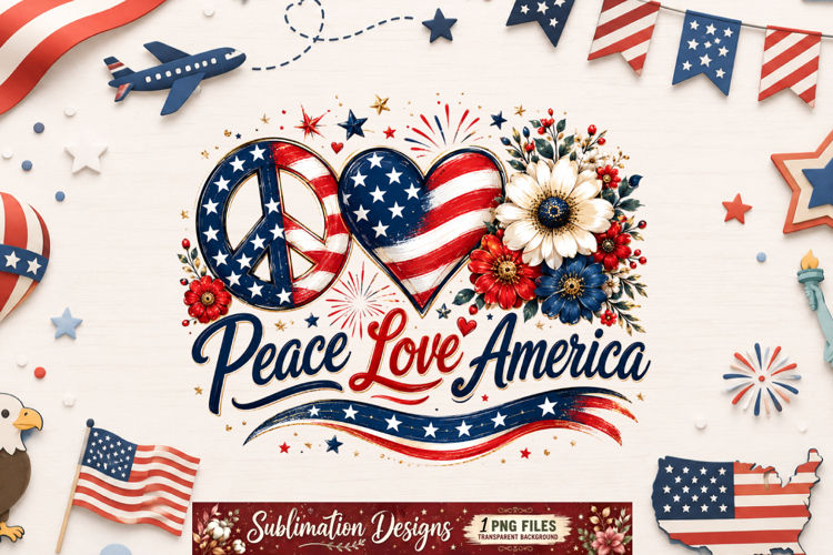 Peace Love America Design,Peace Love America Sublimation
