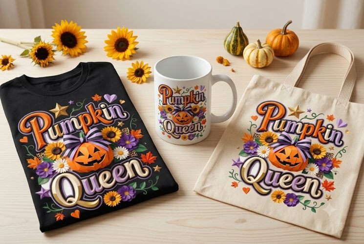 Pumpkin Queen PNG | Cute Halloween Fall Sublimation Design