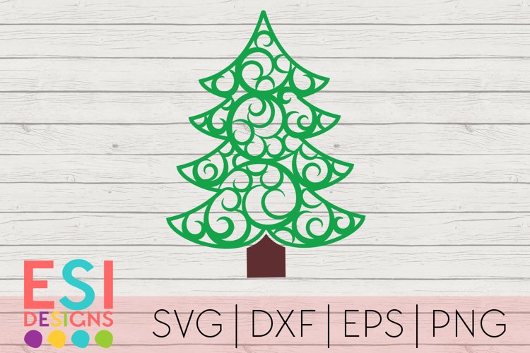 Christmas SVG Filigree Christmas Tree Ai Cut File Swirl Christmas 