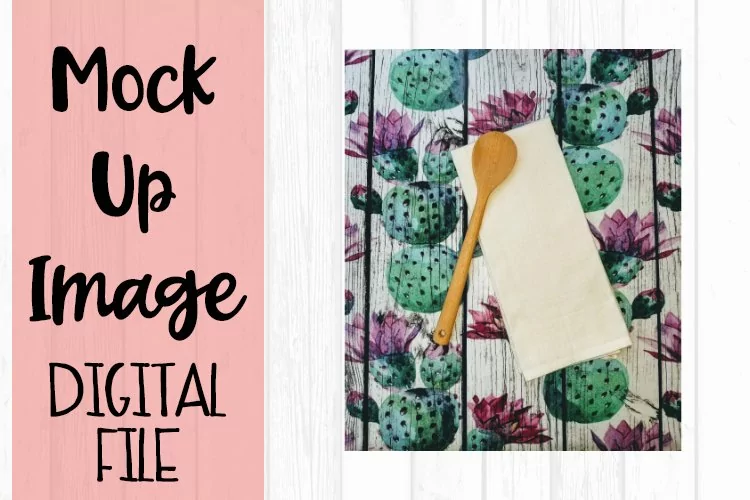 Kitchen Towel on Cactus Background Mock Up