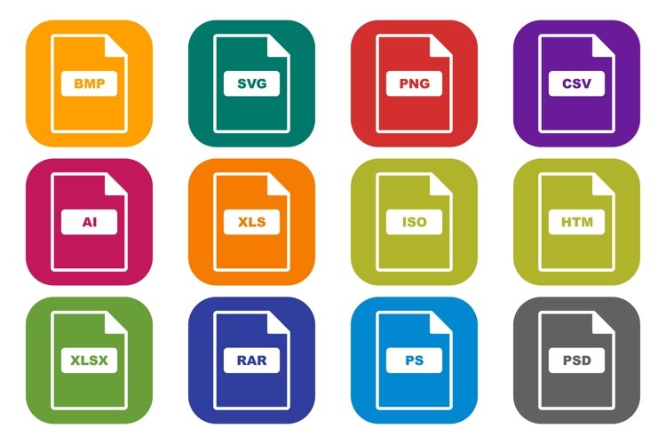 Set Of File Formats Icons