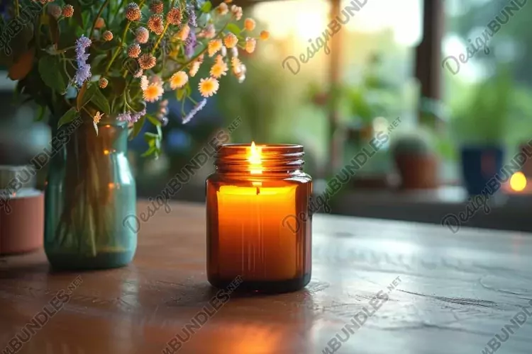 Candle is Lit on a Table Background Wallpaper
