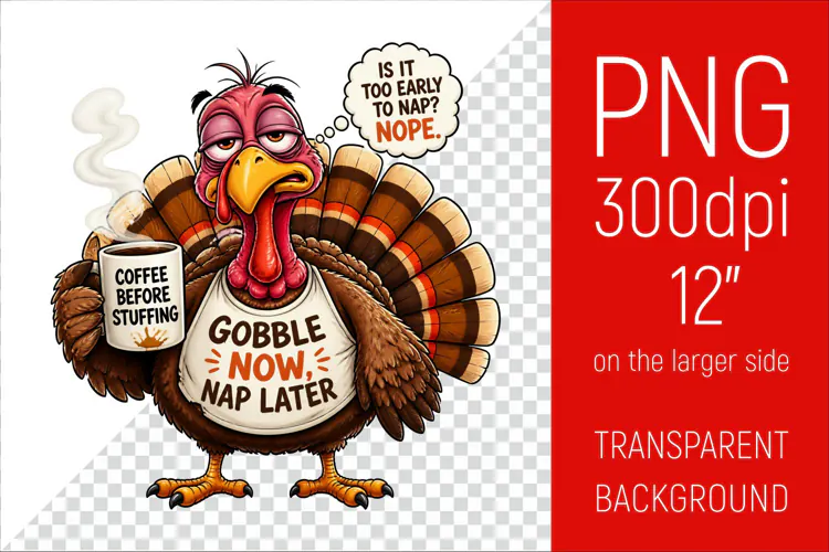 Funny Morning Coffee Turkey | Thanksgiving Clipart