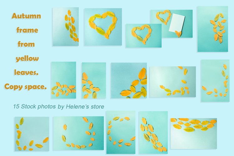 Bundle of Autumn frames from fall yellow leaves. example image 1