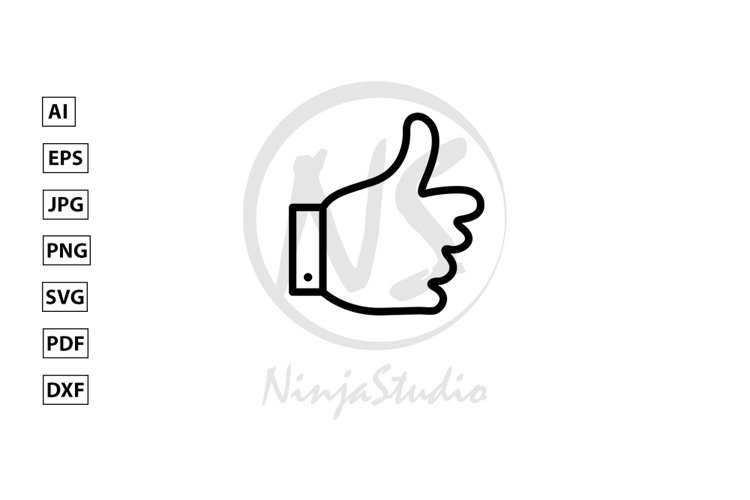Thumbs up Line Icon In Flat Style Vector example image 1