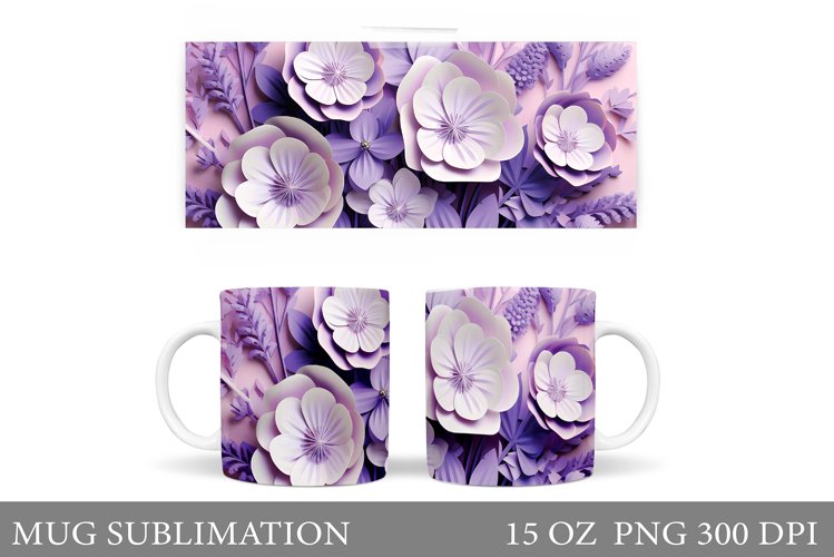 3D Flowers Mug Sublimation. 3D Flowers Mug Template